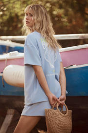 thumbnail: Lofty Manner T-shirt met backprint lichtblauw
