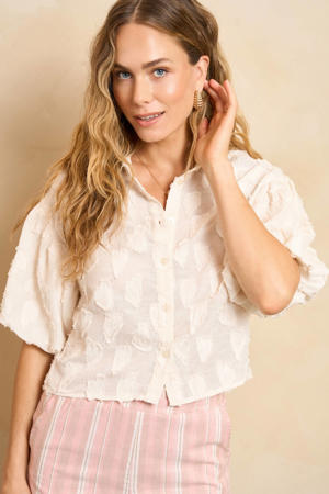 blouse met hartjes beige