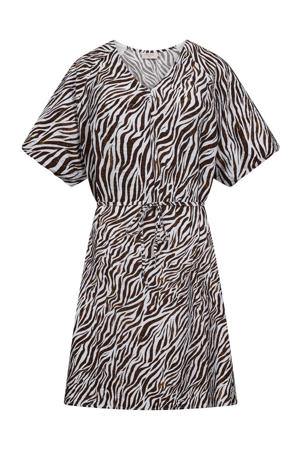 korte jurk met zebraprint bruin