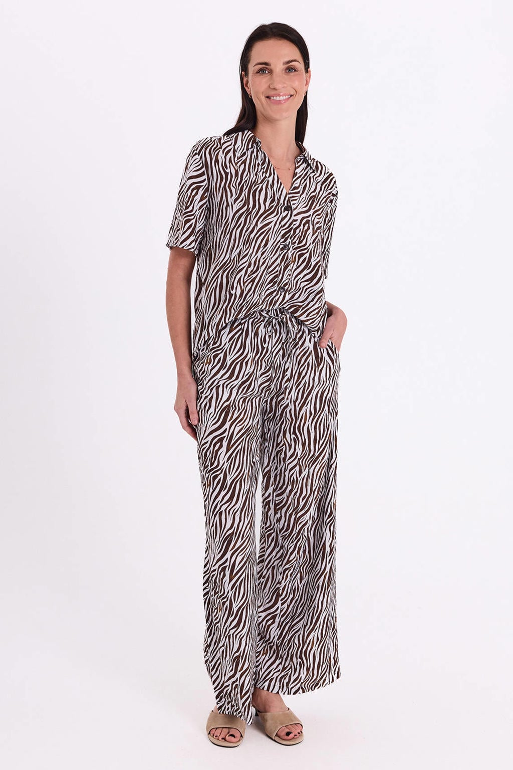 FREEQUENT blouse met zebraprint bruin