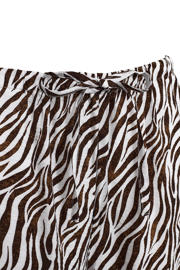 thumbnail: FREEQUENT wide leg regular waist broek met zebraprint bruin