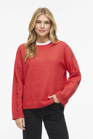 trui koraalrood fijn gebreid