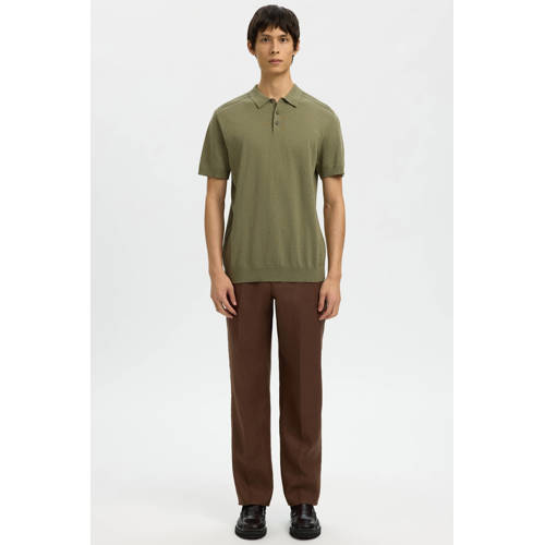 SELECTED HOMME Regular polo fijn gebreid donkergroen afbeelding