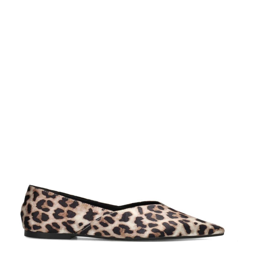 Beige en zwarte dames POSH by Poelman Feline loafers van imitatieleer met panterprint