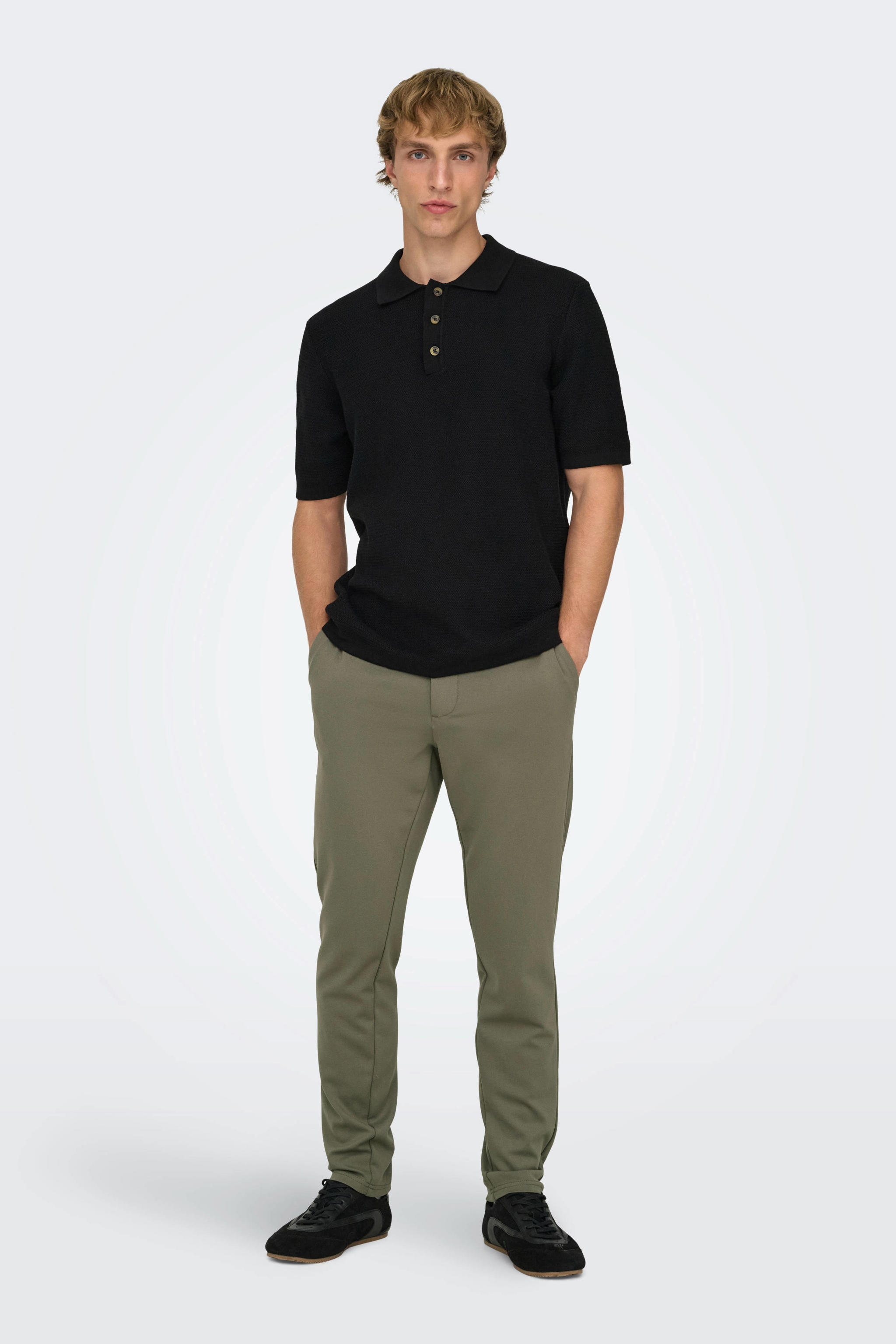 Only & Sons heren Onsmark Slim Brushed Pique 0353 Broek Only & Sons heren Onsmark Slim Brushed Pique 0353 Broek
