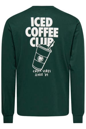 longsleeve met backprint donkergroen