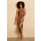 Lofty Manner midi jurk met glitters en split - bruin