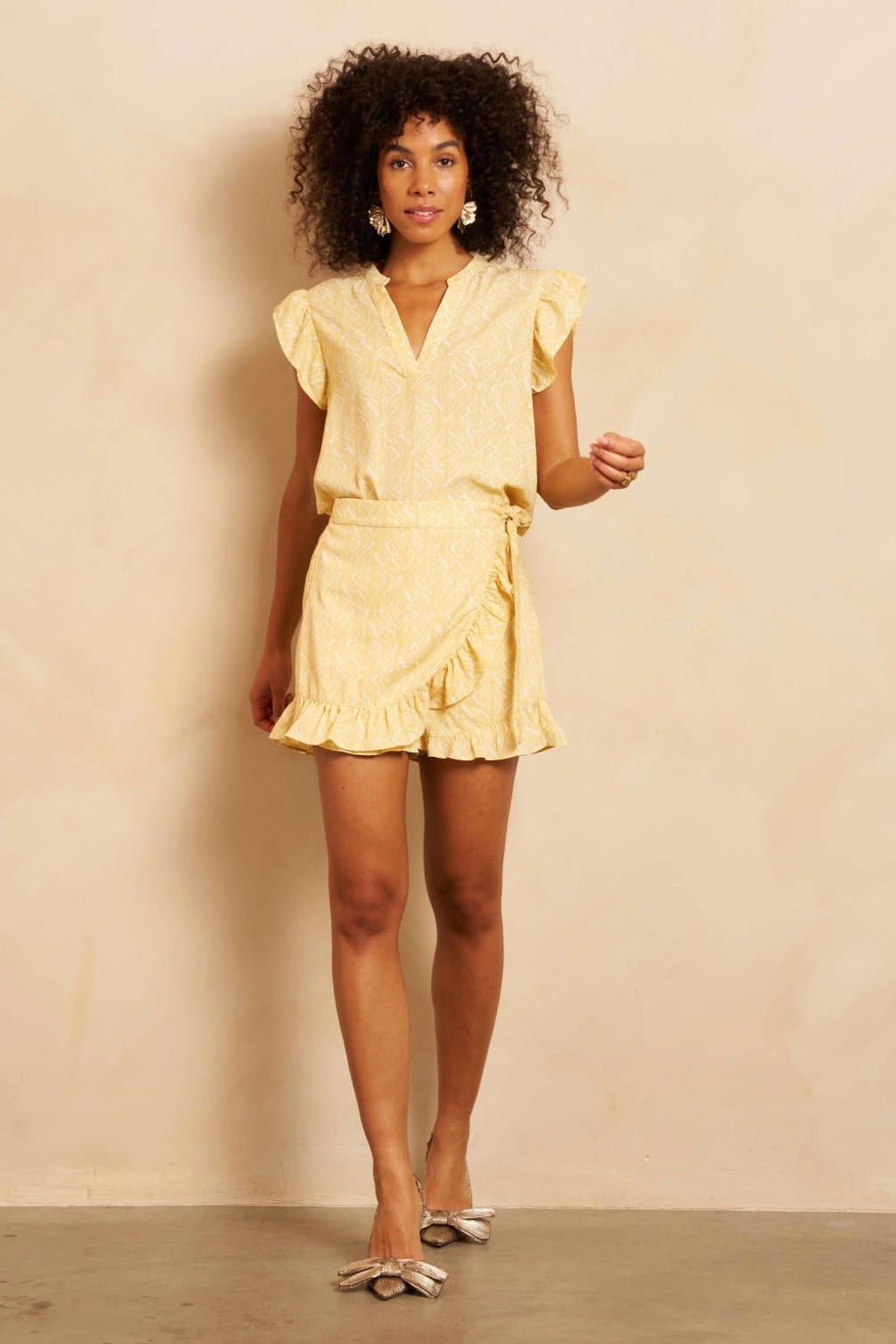 Lofty Manner top met print - geel