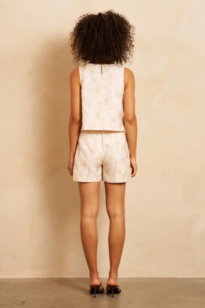 regular fit casual gebloemde short - ecru