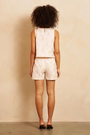 regular fit casual gebloemde short - ecru