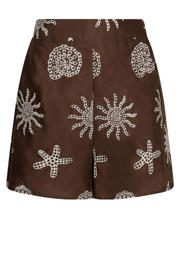 thumbnail: Lofty Manner regular fit casual short met borduursels - bruin