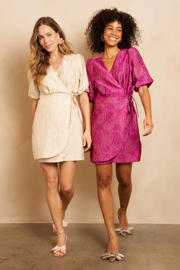 thumbnail: Lofty Manner gebloemde korte jurk met lurex paars