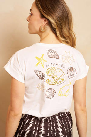 T-shirt met backprint - ecru