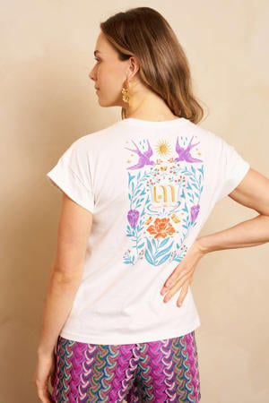 T-shirt met backprint ecru