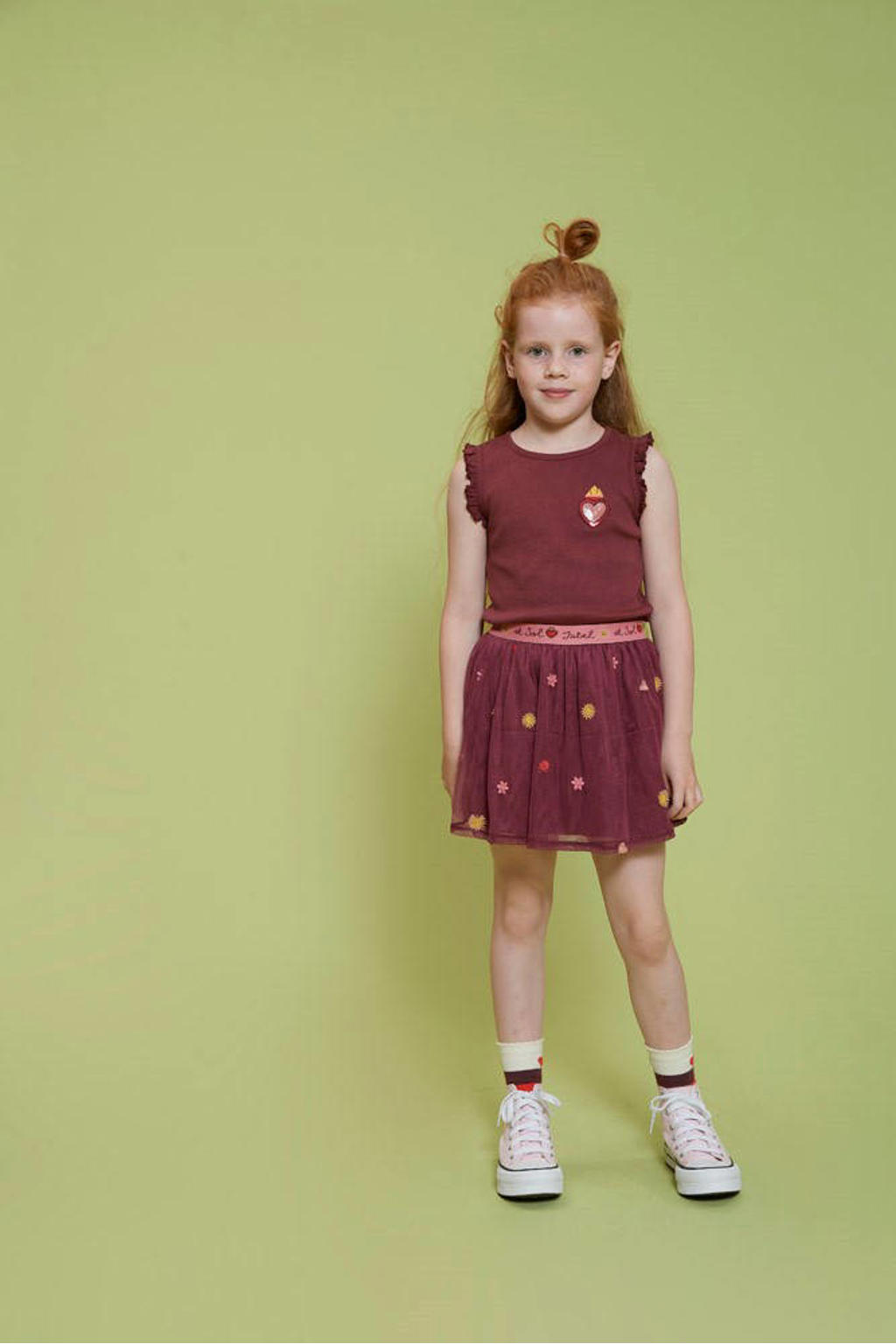 Donkerrode meisjes Jubel tule rok Salsa Sunset voorzien van elastische tailleband
