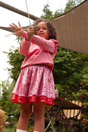 thumbnail: Jubel sweater Salsa Sunset met backprint roze
