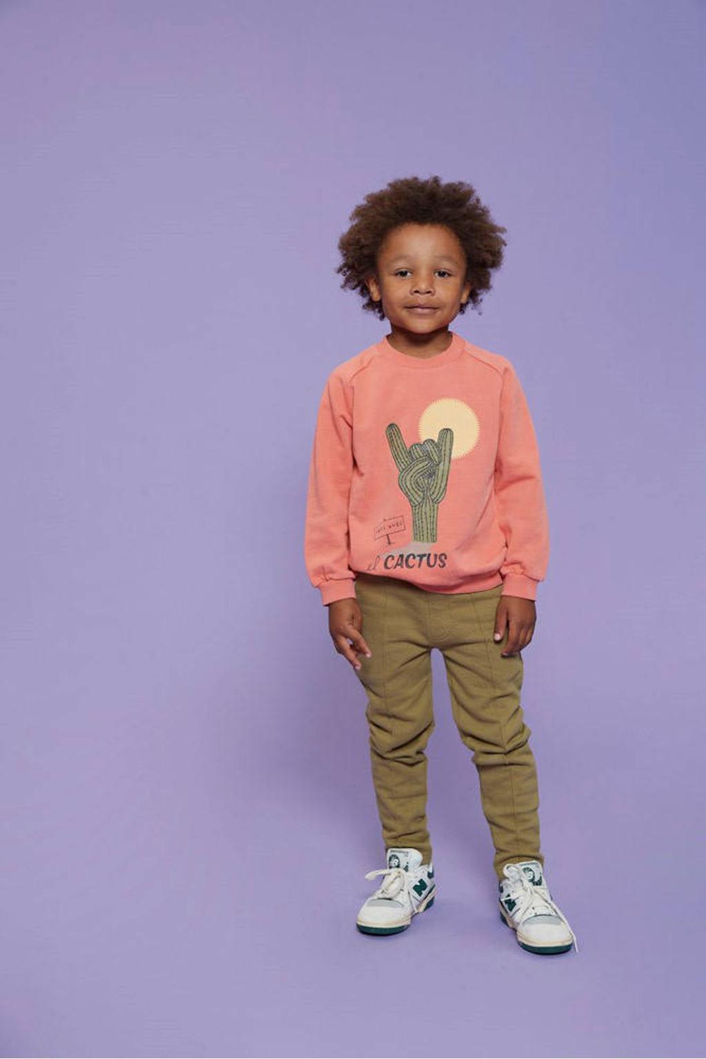 Oranje jongens Sturdy sweater Desert Fiesta van katoen met printopdruk, lange mouwen en ronde hals