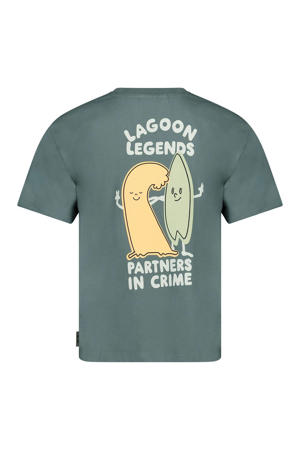 T-shirt Lagoon Legends met backprint petrol