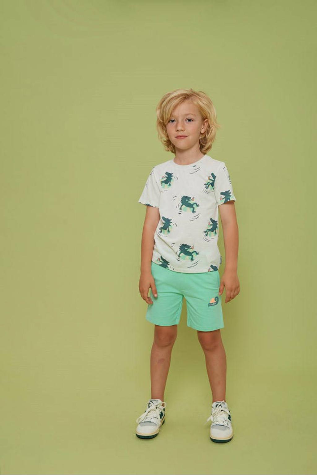 Groene jongens Sturdy short Lagoon Legends van stretchkatoen met regular fit, regular waist en printopdruk