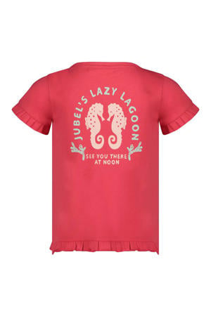 T-shirt Lazy Lagoon met backprint fuchsia