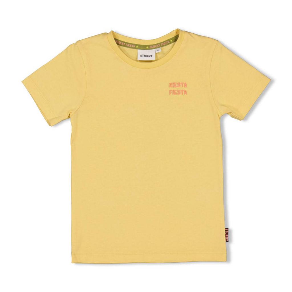 Gele jongens Sturdy T-shirt Desert Fiesta van katoen met backprint, korte mouwen en ronde hals