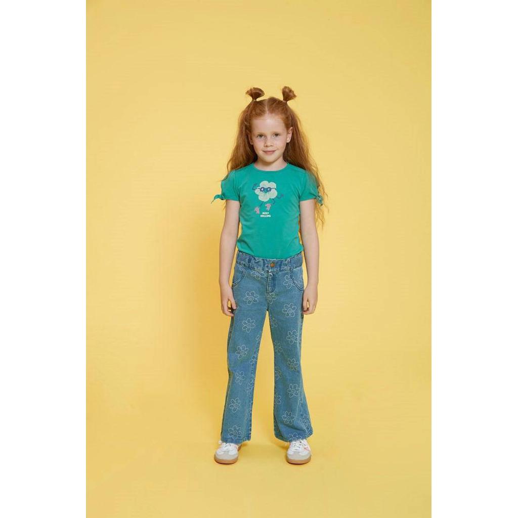 Groene meisjes Jubel T-shirt Rolling into Spring van stretchkatoen met korte mouwen en ronde hals