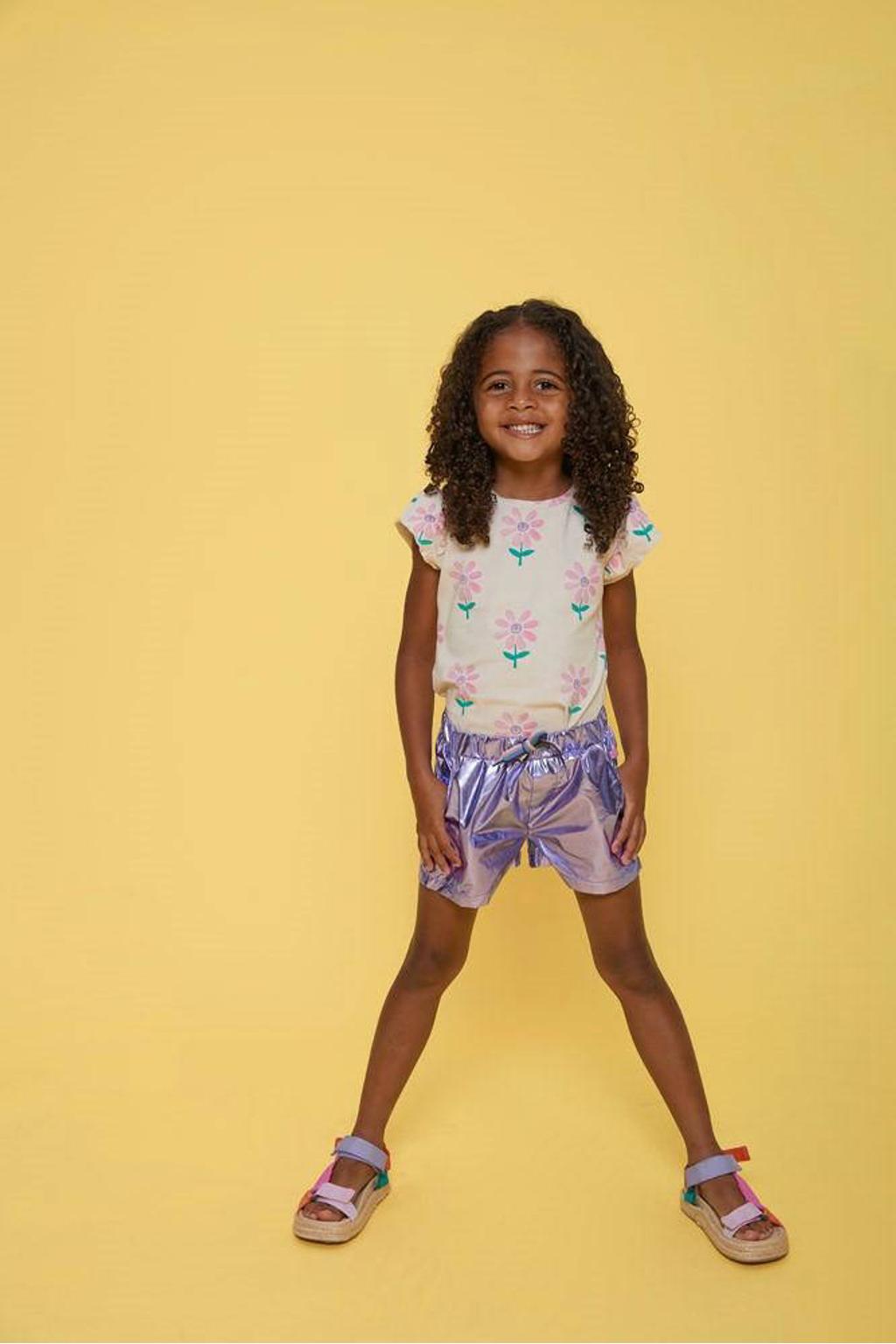 Paarse meisjes Jubel korte broek Rolling into Spring van nylon met regular fit, regular waist en effen