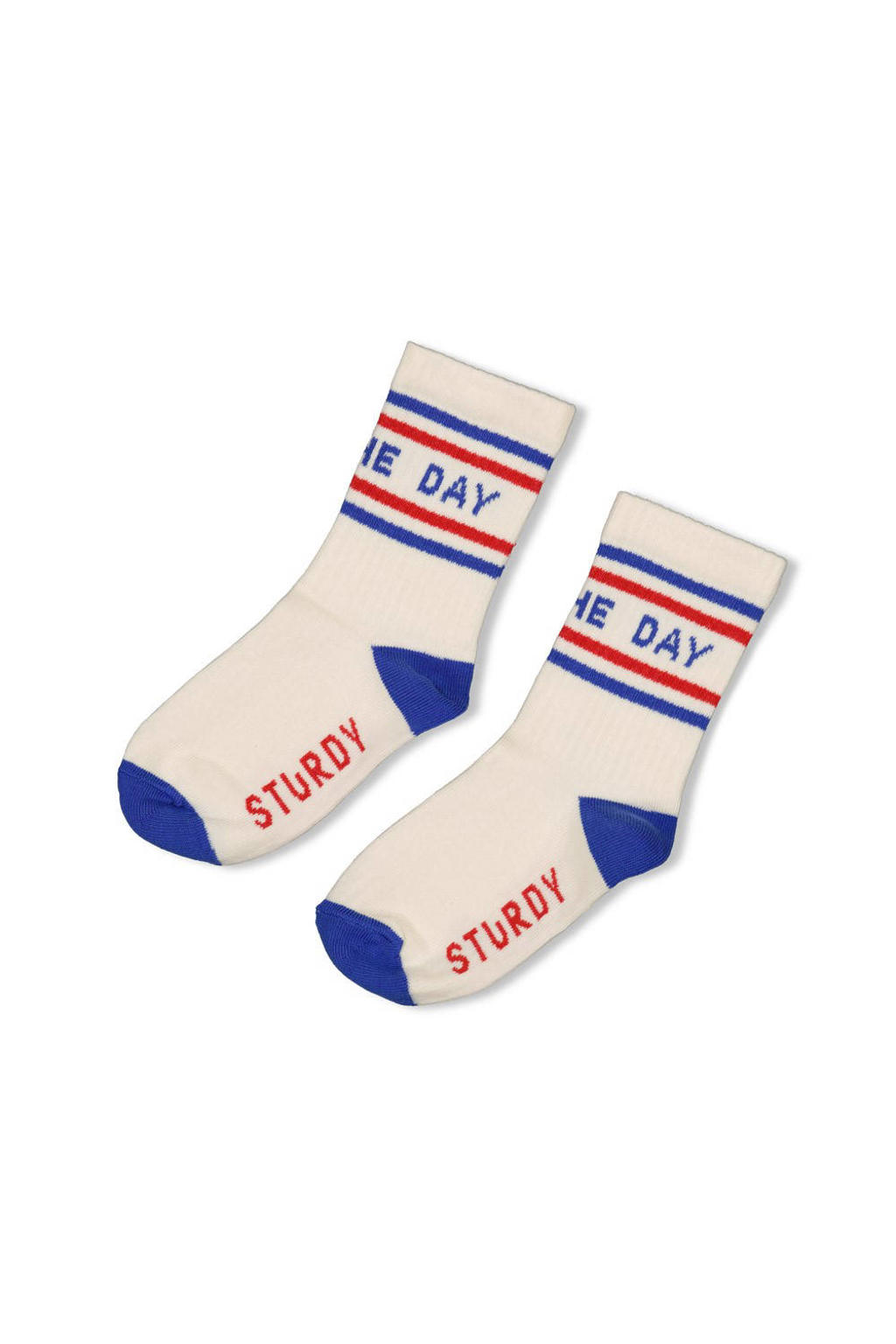 Sturdy sokken Run the Day ecru/blauw/rood