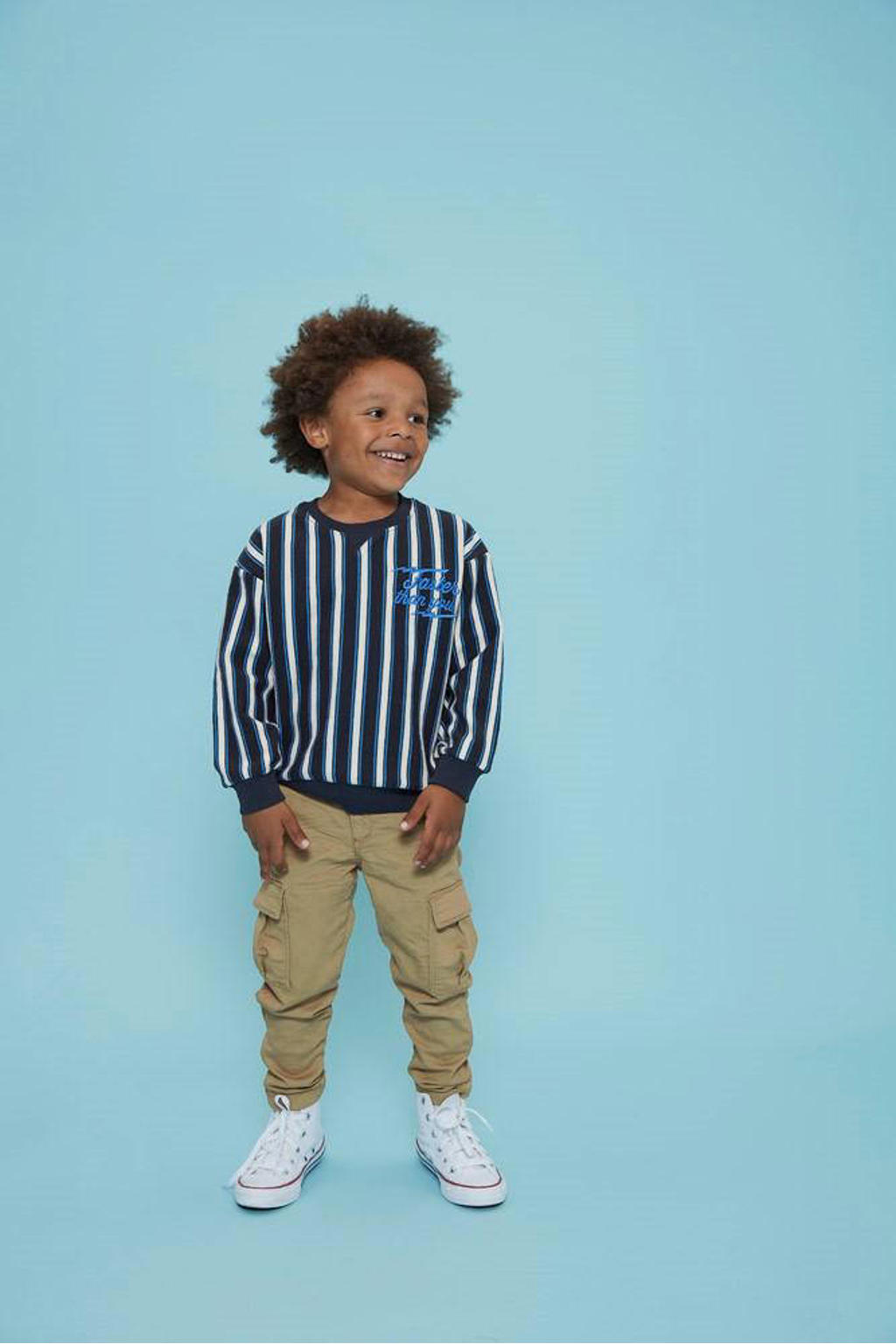 Zandkleurige jongens Sturdy cargobroek Run the Day met regular fit, regular waist, rits- en haaksluiting en effen