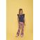 Jubel flared broek Rolling into Spring roze/paars/geel