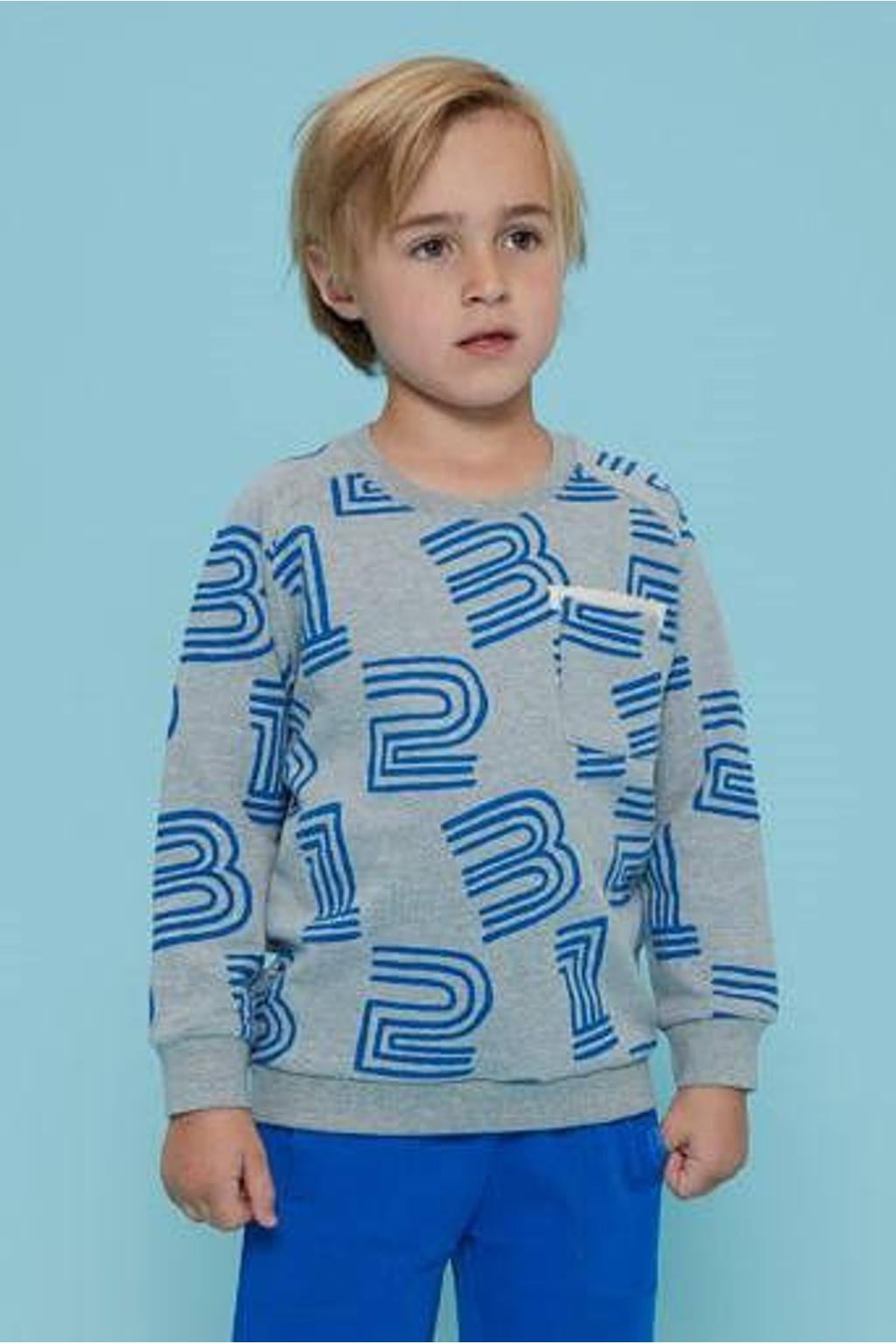 Sturdy sweater Run the Day grijs melange/blauw