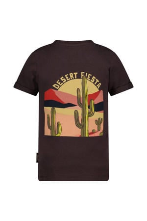T-shirt Desert Fiesta met backprint donkerbruin