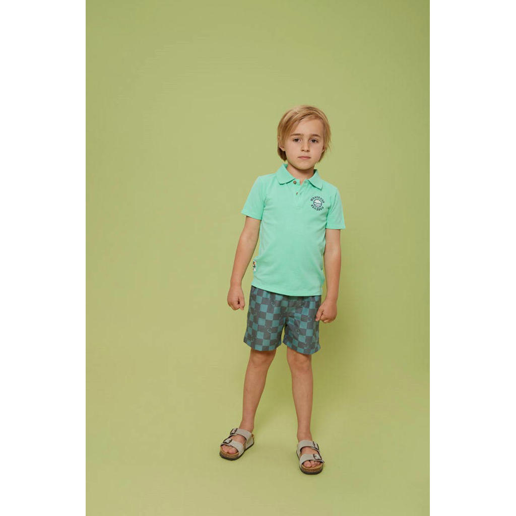 Groene jongens Sturdy polo Lagoon Legends van katoen met printopdruk, korte mouwen en knoopsluiting