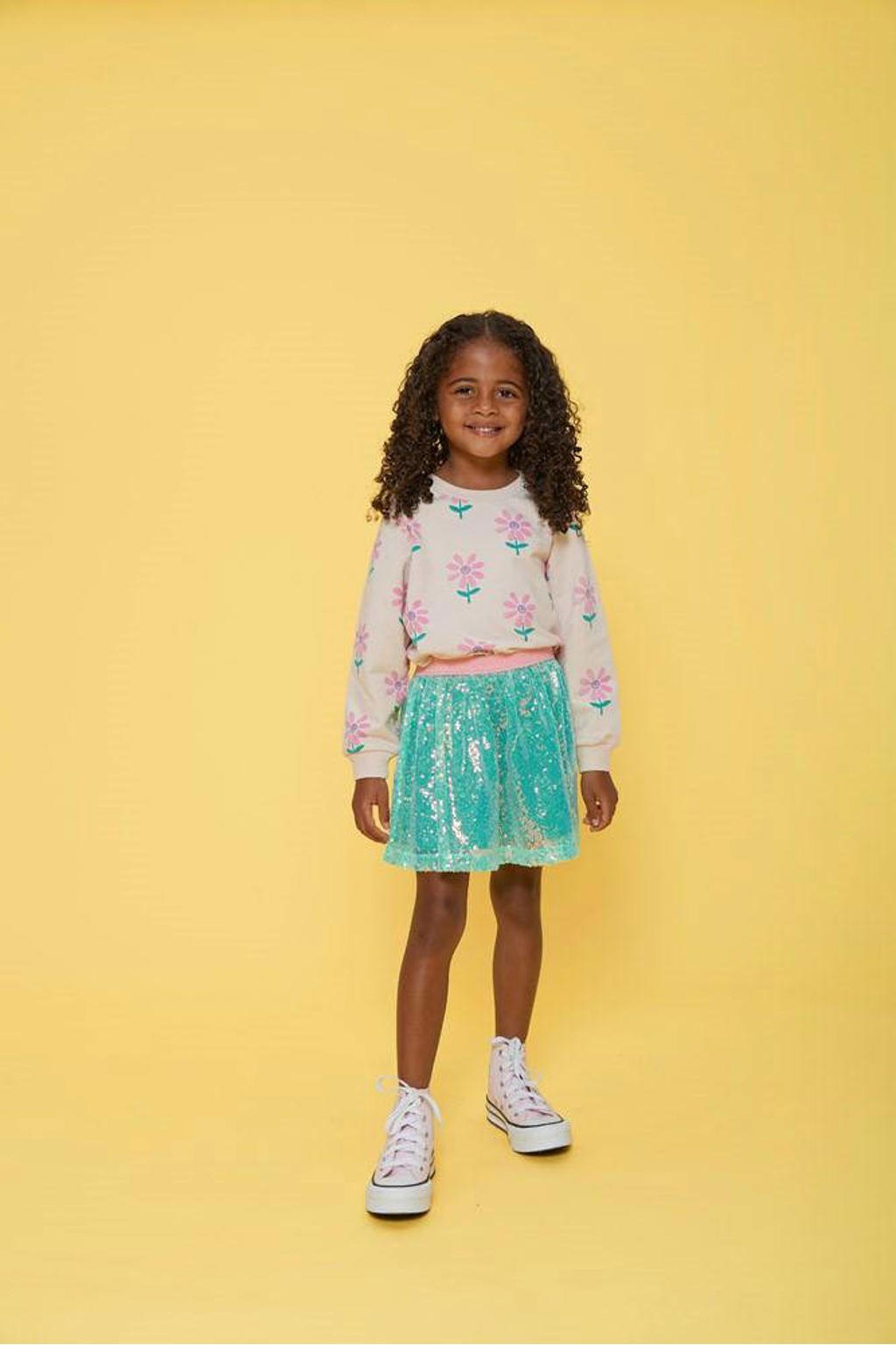Groen en roze meisjes Jubel rok Rolling into Spring voorzien van