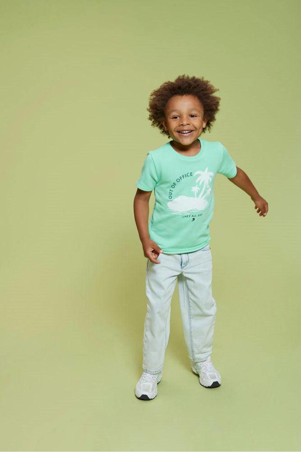 Groene jongens Sturdy T-shirt Lagoon Legends van katoen met printopdruk, korte mouwen en ronde hals