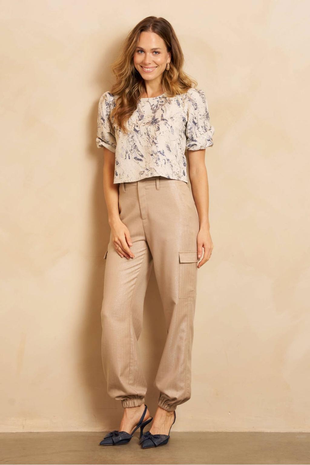 Lofty Manner top met print - beige