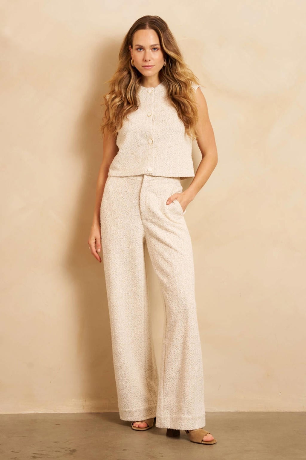 Lofty Manner regular blazer met wol - ecru