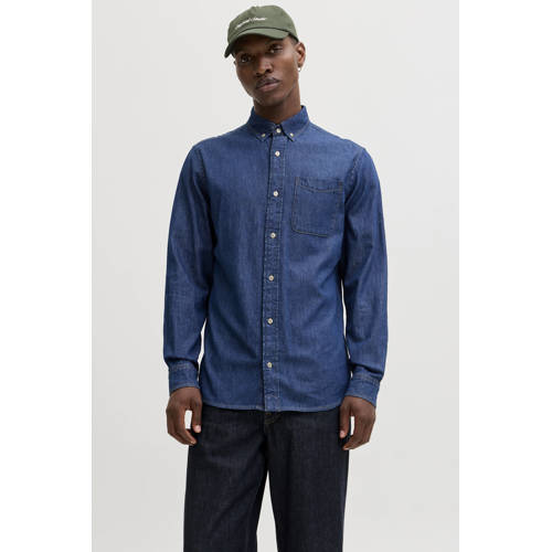 JACK & JONES ESSENTIALS Regular casual overhemd donkerblauw afbeelding