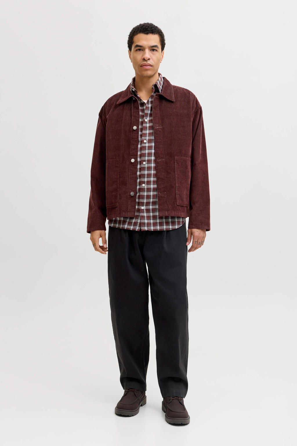 JACK & JONES PANTS STUDIO JPSTEVAN barrel casual broek zwart