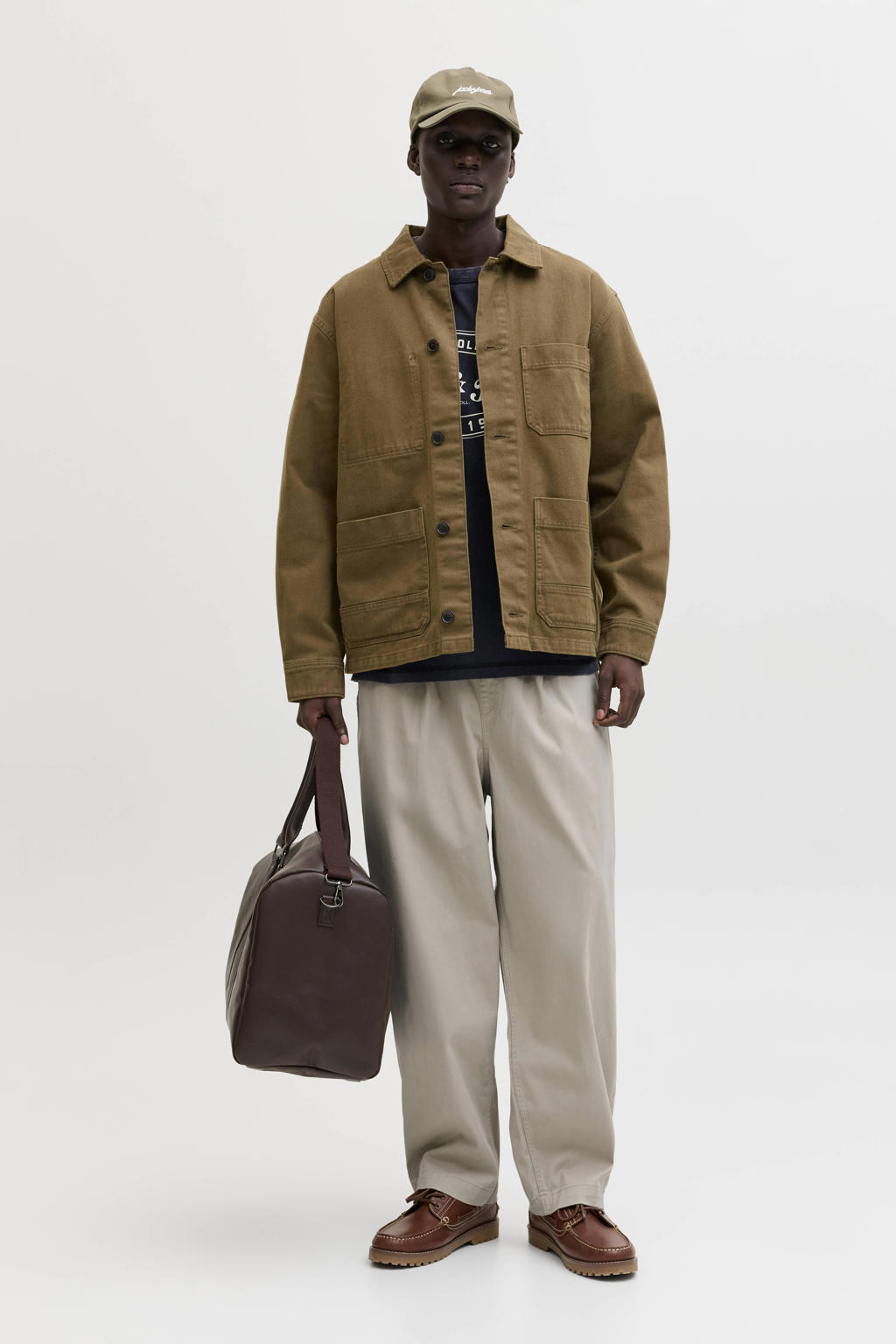 JACK & JONES PANTS STUDIO JPSTEVAN barrel casual broek beige