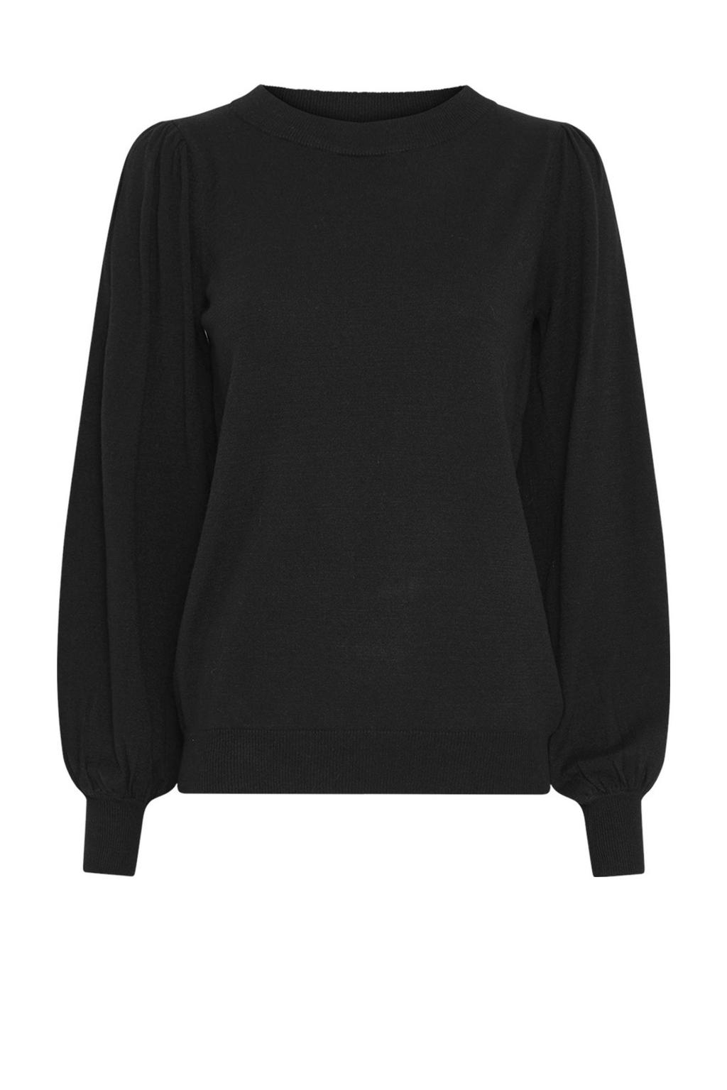 Zwarte dames MSCH Copenhagen pullover van viscose met effen, lange mouwen en ronde hals