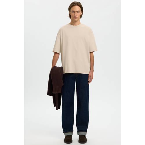 SELECTED HOMME Rechtvallend T-shirt beige afbeelding