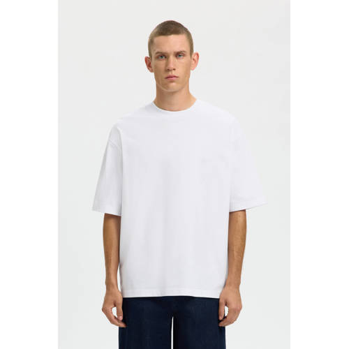 SELECTED HOMME Rechtvallend T-shirt wit afbeelding