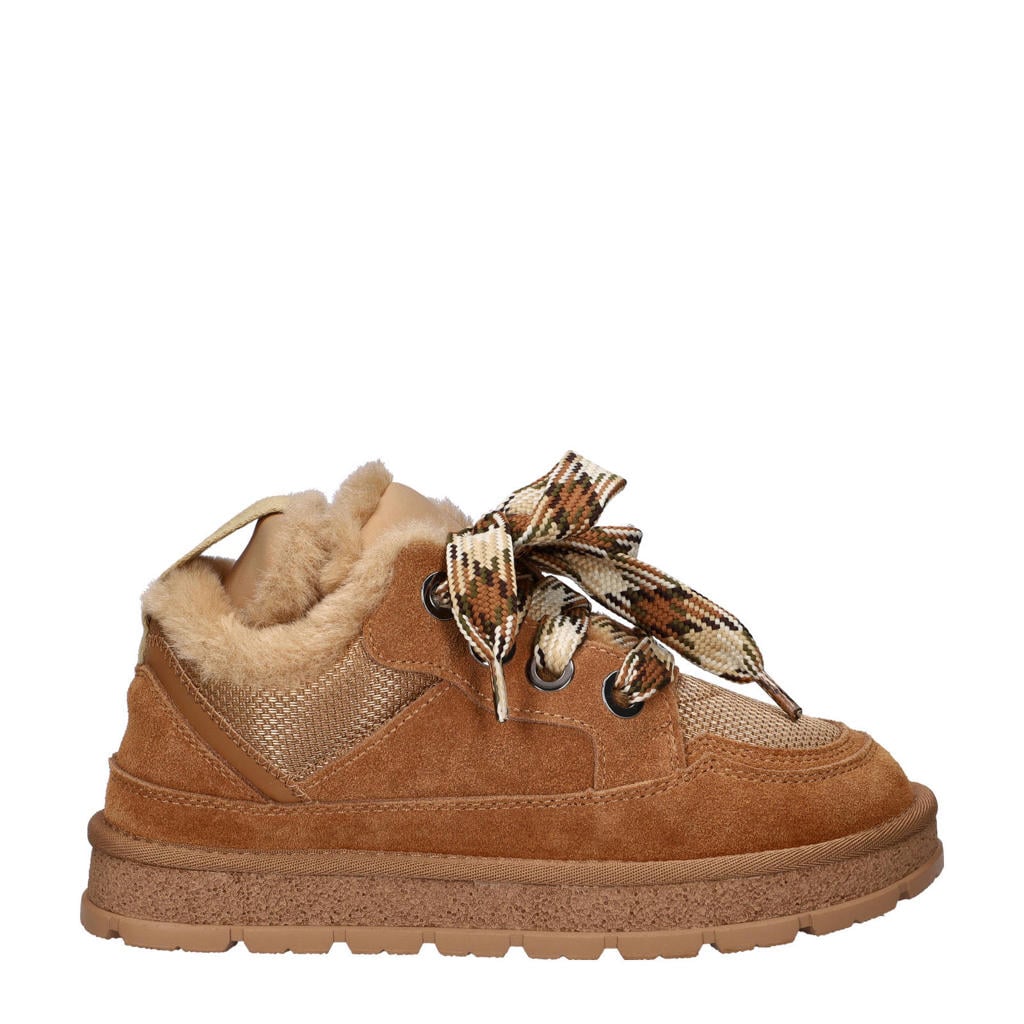 Cognackleurige dames Nelson gevoerde suède veterboots