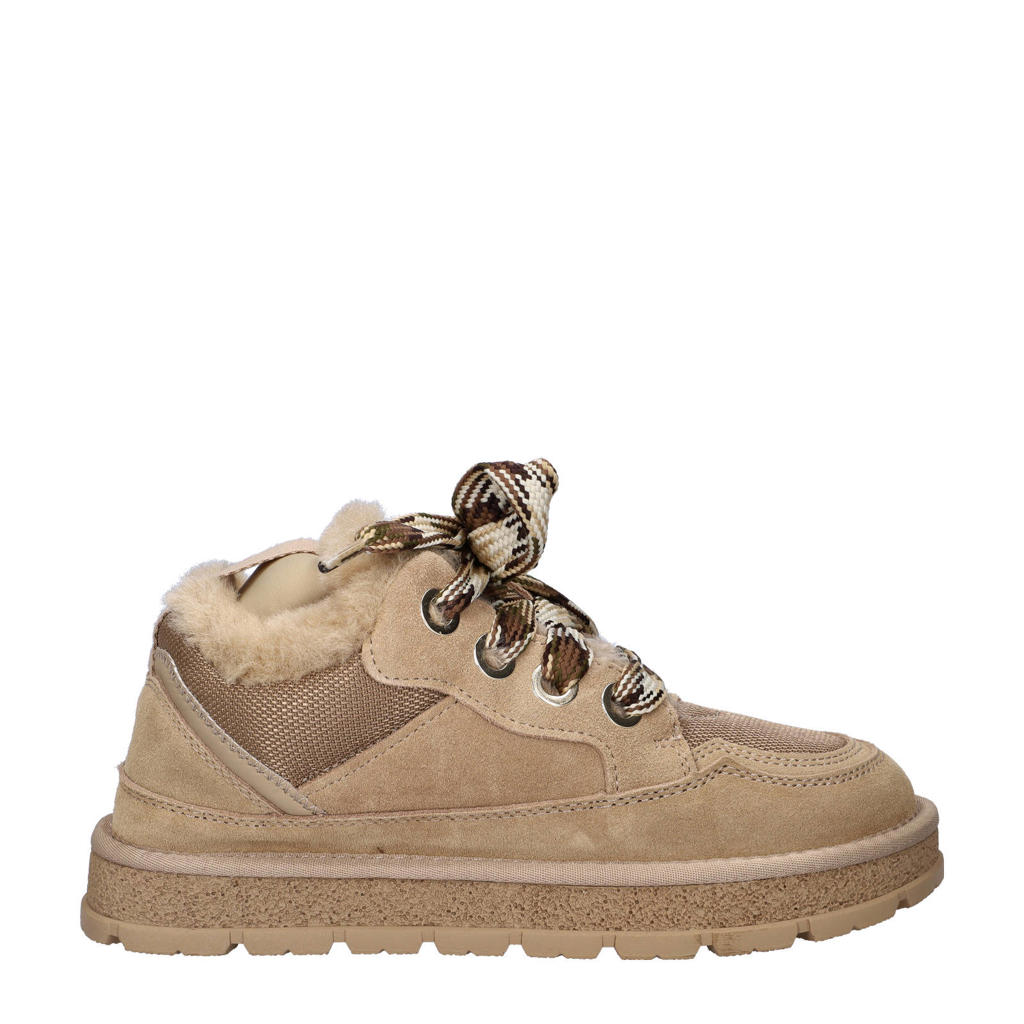 Taupe dames Nelson gevoerde suède veterboots