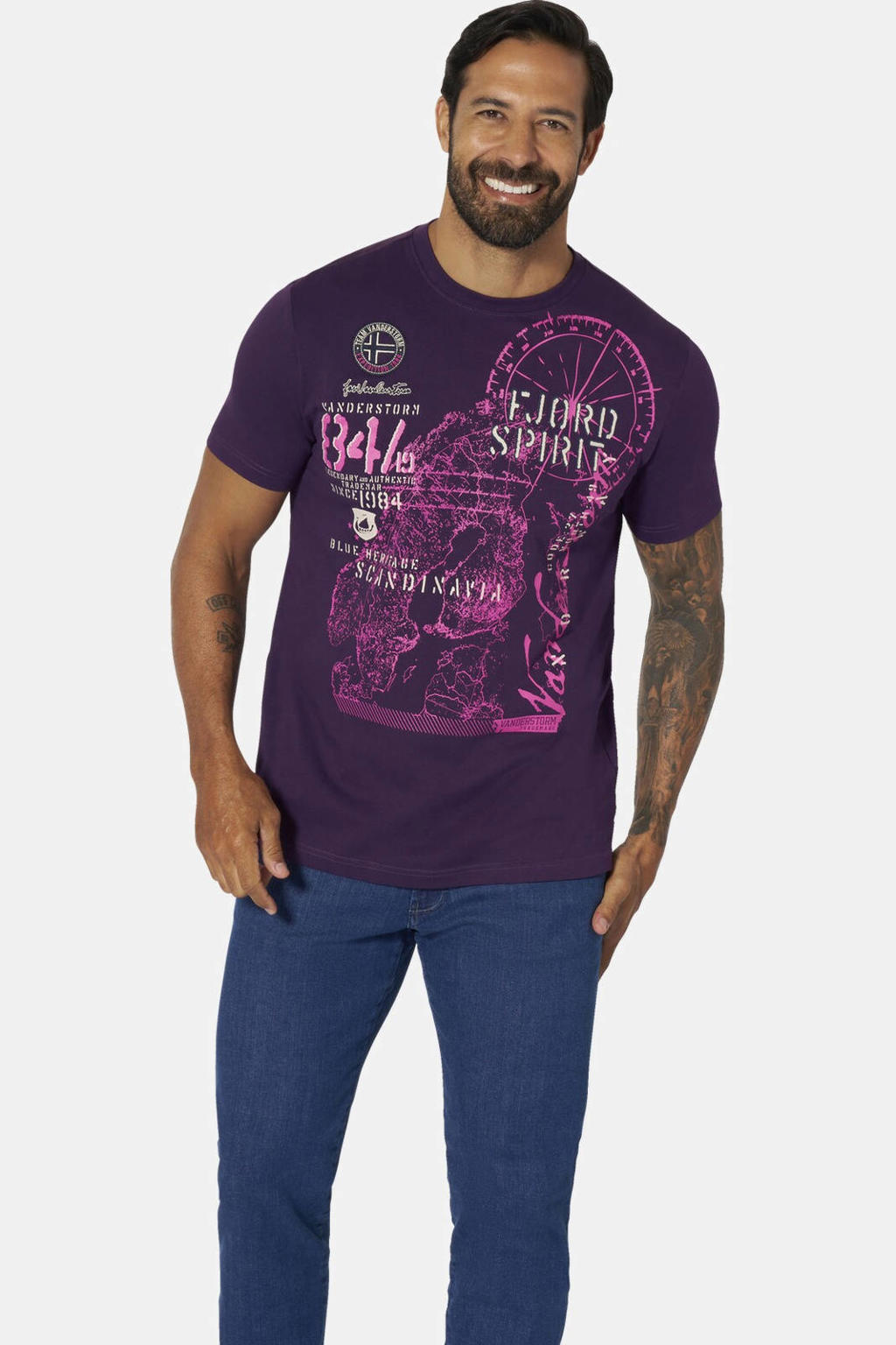 Jan Vanderstorm Loose T-shirt Plus Size DOMINIK paars