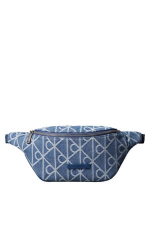 denim heuptas met logoprint blauw