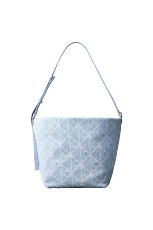denim crossbody tas Emblem blauw