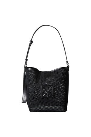mesh crossbody tas Emblem zwart