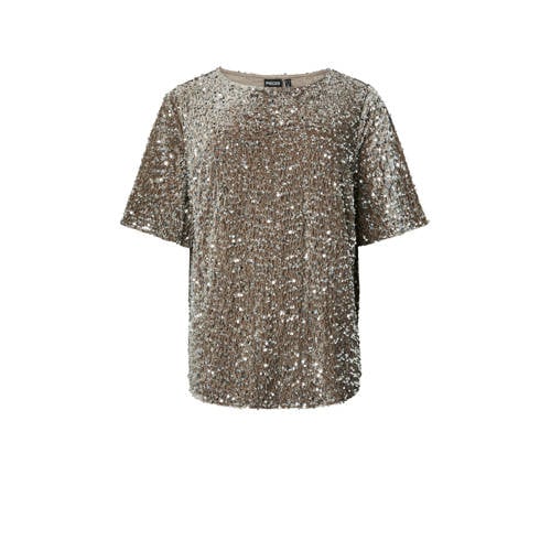 PIECES Curve glitter top met pailletten afbeelding